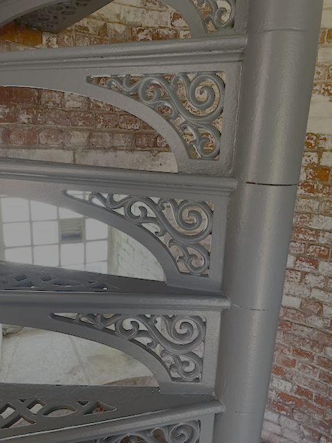 up-close cast-iron staircase